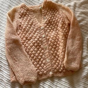 Vintage Blush Italian Hand Knit Cadigan Sz Medium 💞